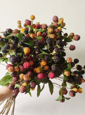 野趣桑葚果 仿真花蔓越莓装饰花把束创意覆盆子客厅餐桌摆件摄影