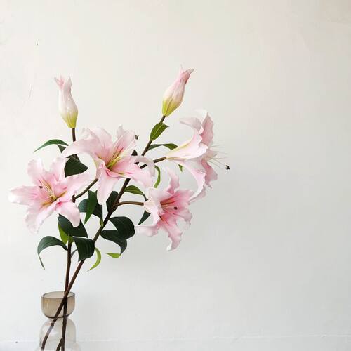 太逼真了仿真手感PU保湿百合花束客厅装饰摆件设抖音盆栽假花 - 图1