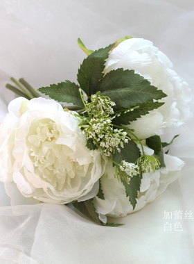 欧式仿真花白色粉色摆新娘牡丹