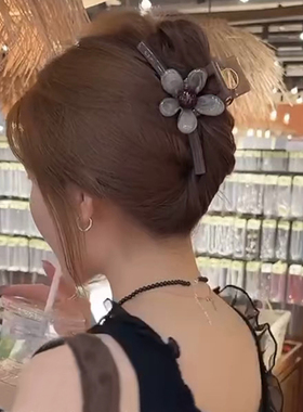 韩版高级感醋酸花朵大号鲨鱼夹