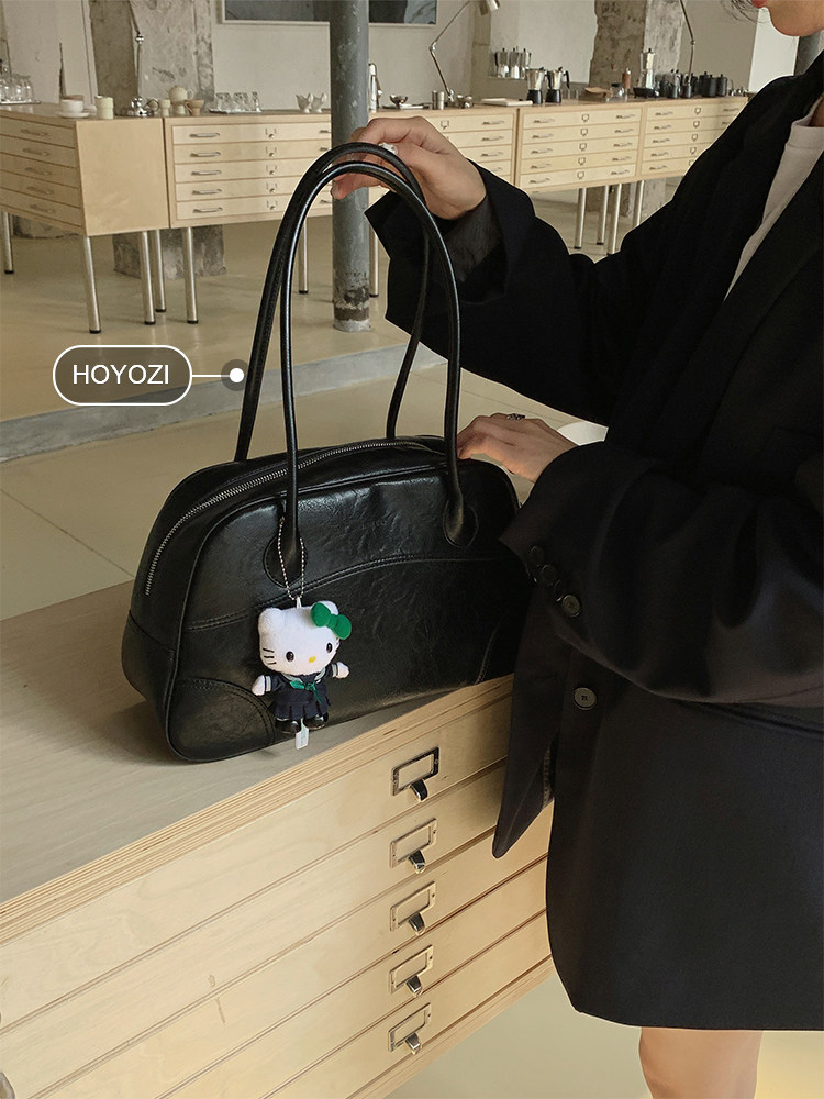 【小优家包包】HOYOZI黑色手提保龄球托特包女2025新款大容量单肩,淘宝优惠券,粉丝福利购,淘宝优惠卷