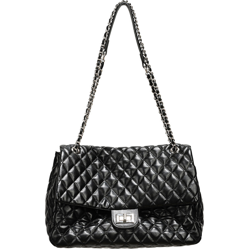 【小优家包包】HOYOZI黑色菱格链条通勤包包女式2025新款单肩大包,淘宝优惠券,粉丝福利购,淘宝优惠卷