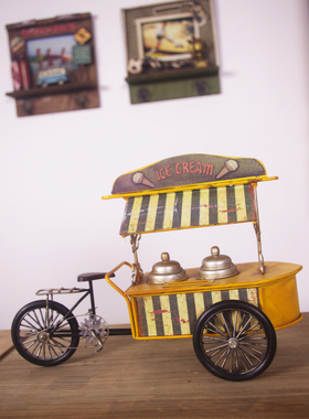 冰淇淋雪糕手推车少女心铁艺摆件