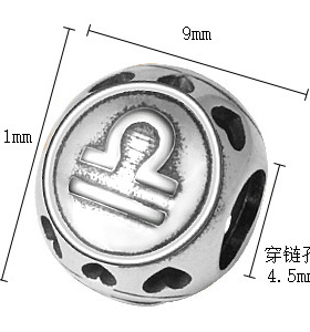 diy925银十二星座串珠刻字手绳