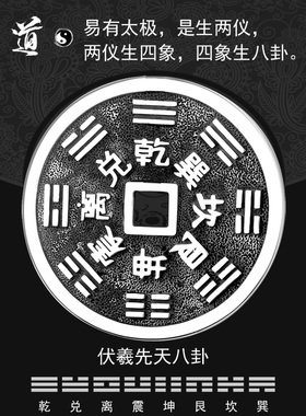 990足银四神兽八卦吊坠铜钱币挂件个性复古花钱平安项链道系青年