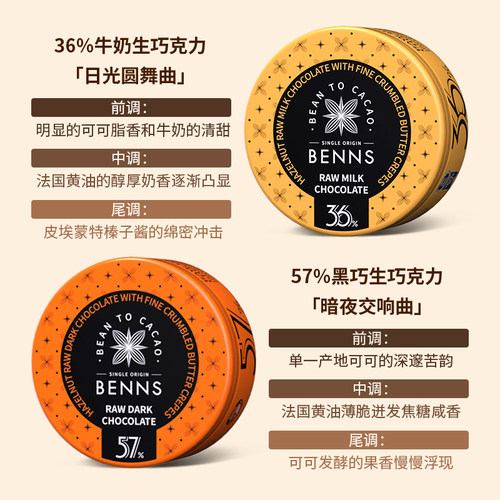 BENNS贝纳丝黑巧纯可可脂圣诞牛奶生巧克力喜糖伴手礼物102g - 图2