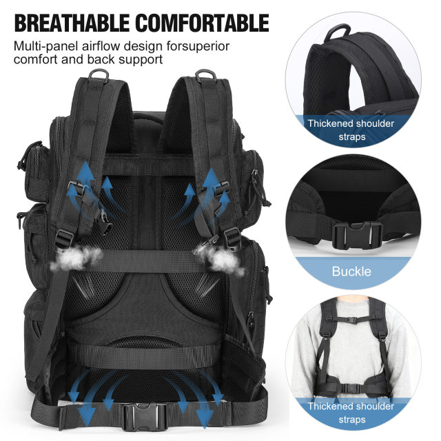 1000D Outdoor 50L ຄວາມຈຸຂະຫນາດໃຫຍ່ Tactical Mountaineering Bag Travel Camping Trip Sports Backpack ຖົງຄອມພິວເຕີ