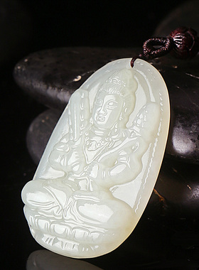 和田玉本命佛十二生肖吊坠男女款虚空藏千手观音本命年玉坠吊坠