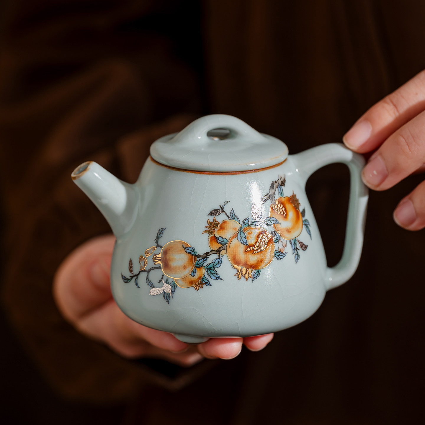 Ru Kiln Pomegranate Pattern Tea Set Gift Box Set
