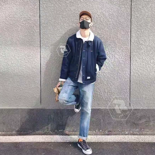 Туманная пятно Wtaps Deck Jacket Джинсовая джинсовая джинсовая джинсовая куртка для волос ягня