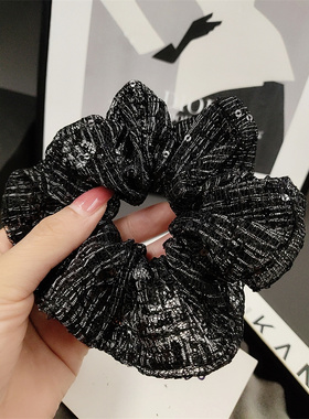 高级感亮片金线亮丝黑色扎头绳