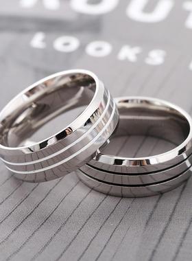 黄景瑜同款戒指银色线条钛钢