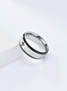 间金色十字戒指个性简约时尚百搭食指环情侣