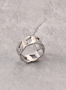 安宇同款宽链条尾戒银色戒指