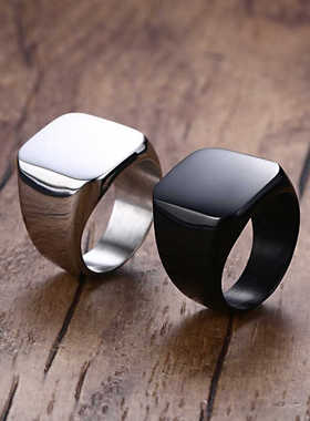 霸气王嘉尔同款戒指方形潮牌个性