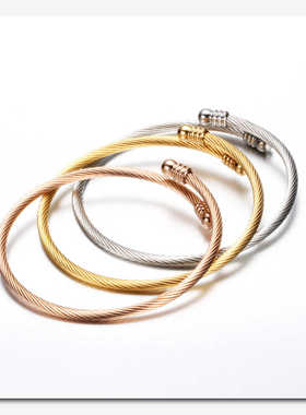 张凌赫同款弹力手环钛钢丝开口潮