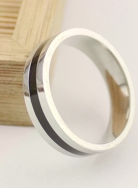 唐晶戒指黑白双环简约滴油