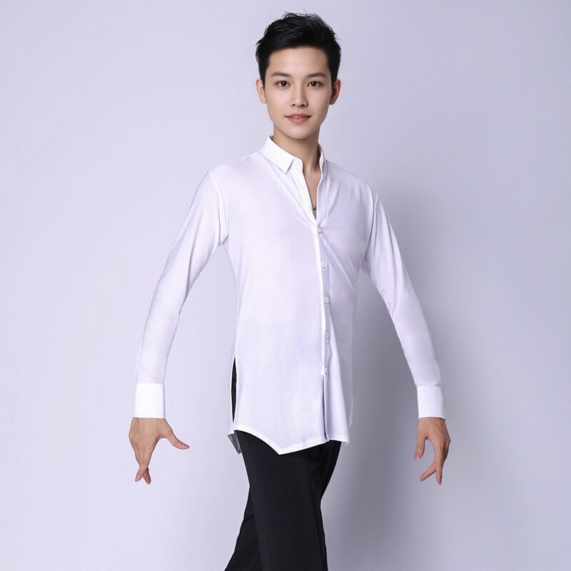 远航舞蹈服装新款2020男士衬衫成人拉丁摩登演出舞服国标练功上衣
