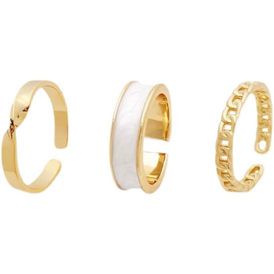 Koreanischer Ring, modisches und personalisiertes dreiteiliges Ringset, kreatives breites Nischendesign, exquisites Temperament, neue Produktempfehlung