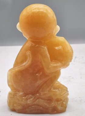 批发家居米黄玉猴装饰摆件小猴玉雕 工艺礼雕像 天然玉石雕刻