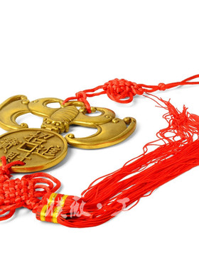 家居黄铜蝙蝠铜钱挂件中国结大中小号金属工艺品中式办公室新款