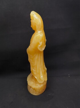 米黄玉玉观音家居客厅摆件玉器观音装饰办公室玉石工艺品