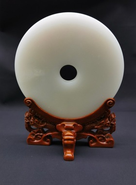 天然玉石摆件 汉白玉富贵有余平安扣 家居办公桌面装饰礼品