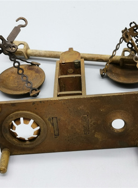 古玩杂项黄铜做旧小天平称怀旧民俗仿古老物件家居工艺品摆件