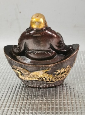 古玩铜器收藏龙凤元宝弥勒佛摆件 家居装饰工艺品铜摆件
