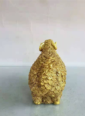 黄铜万福羊摆件店铺办公桌客厅家居工艺装饰品礼品