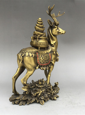黄铜鹿摆件铜梅花鹿家居金属工艺品金属办公室新款上市开业包邮
