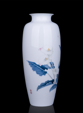 千红窑醴陵瓷器陶瓷花瓶摆件中式家居客厅电视柜插花装饰品