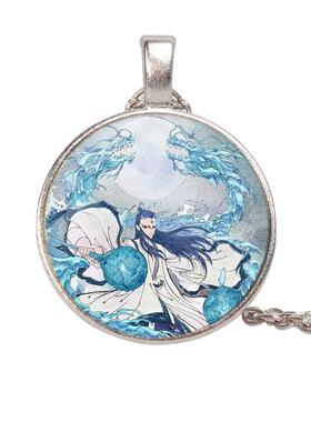 哪吒之魔童降世银色时光宝石项链卡通动漫周边毛衣链吊坠