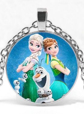 冰雪奇缘时光宝石项链艾莎安娜卡通公主系列儿童项链生日礼物学生