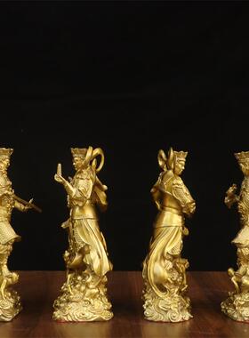 黄铜四大天王供奉佛像摆件
