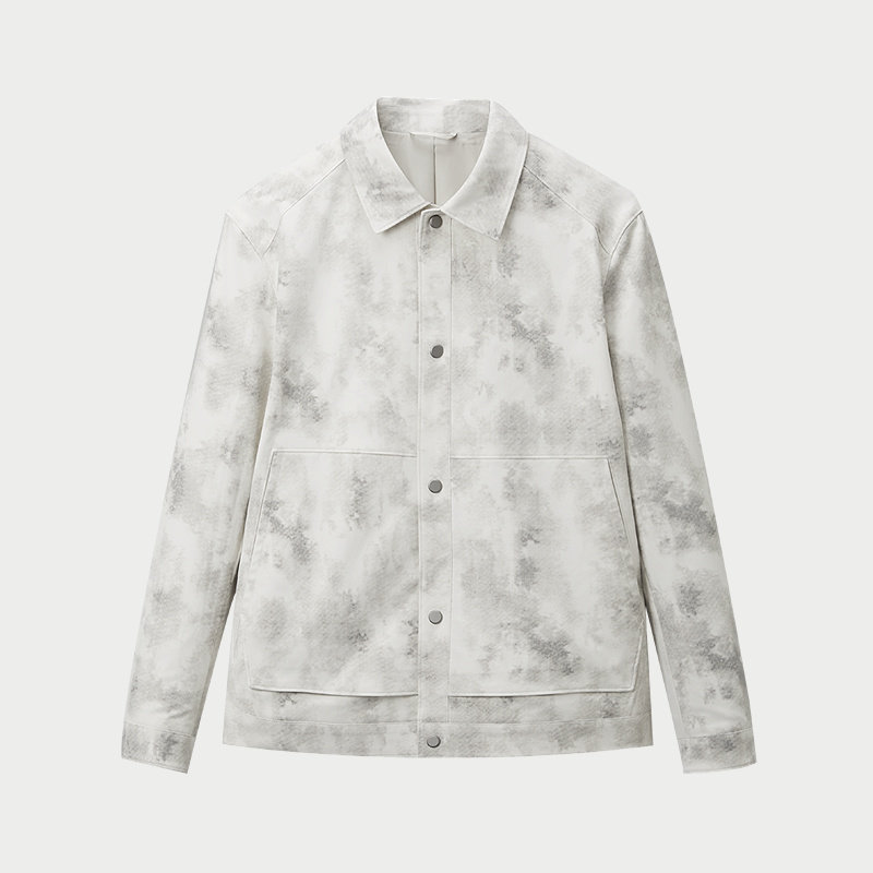 HLA/海澜之家休闲夹克2025秋季新款扎染翻领缉明线装饰外套男