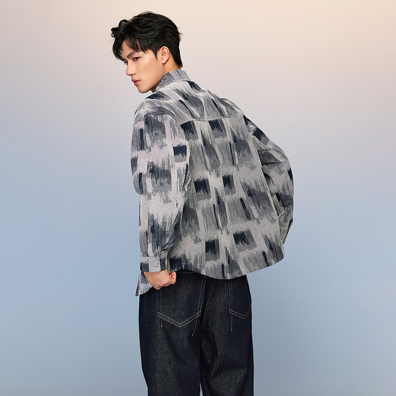 HLA/海澜之家曾舜晞同款夹克2026春夏新满身印花含莱赛尔外套男