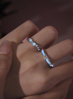 银铭品夜光星星925设计对戒戒环