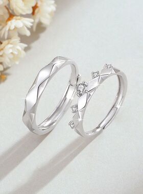 银铭品情侣戒指风999男女足银戒