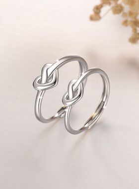 银铭品戒环对戒纯银调节风简约