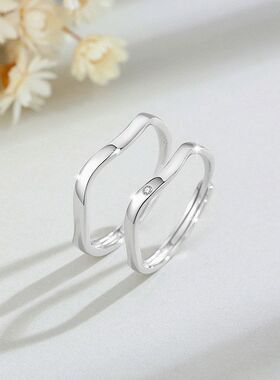 银铭品足银男女对戒ins戒环得物