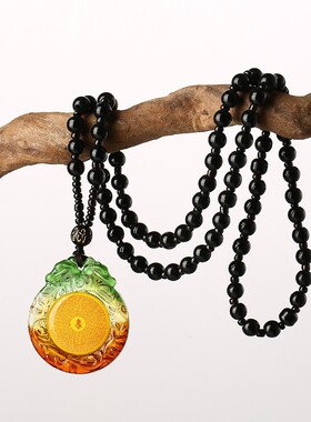 严选琉璃楞严咒挂件圆形六字真言椭圆形楞严咒六字明咒大悲咒项链