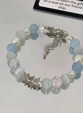 现货批发超仙冰凉夏季ins串珠手链女闺蜜手串爆花小众高级爆款