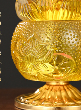 高端琉璃油灯供佛酥油灯合金底座