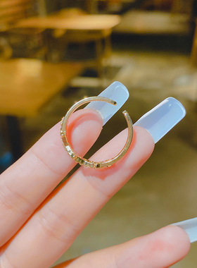 铜镶锆石芒星五角星戒指女开口戒ins潮小众网红气质个性食指指环