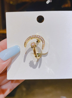 铜镶锆石真金电镀水滴花瓣小众设计戒指女ins潮食指指环韩国饰品