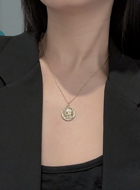 韩国真金复古人像百搭欧美毛衣链