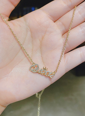 欧美时尚铜微镶锆石字母项链女锁骨链网红ins冷淡风小众设计颈链