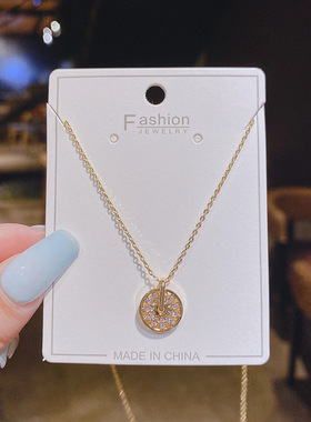 韩版真金电镀彩金项链女保色锁骨链学生森系风清新网红圆环吊坠潮