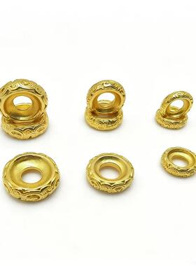古法24K工艺金色大号唐草纹隔片无相硕石檀木沉香文玩散珠子垫片